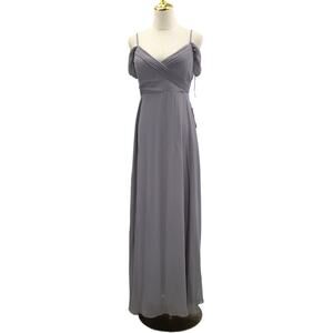 BIRDY GREY Sz S gray silver Spence V-Neck Bridesmaid Maxi Dress NWT b109
